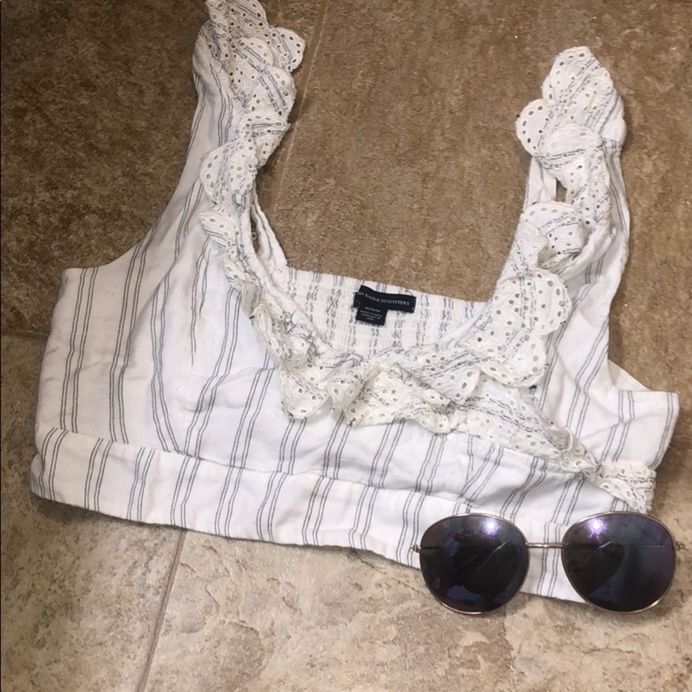 american eagle striped cropped top